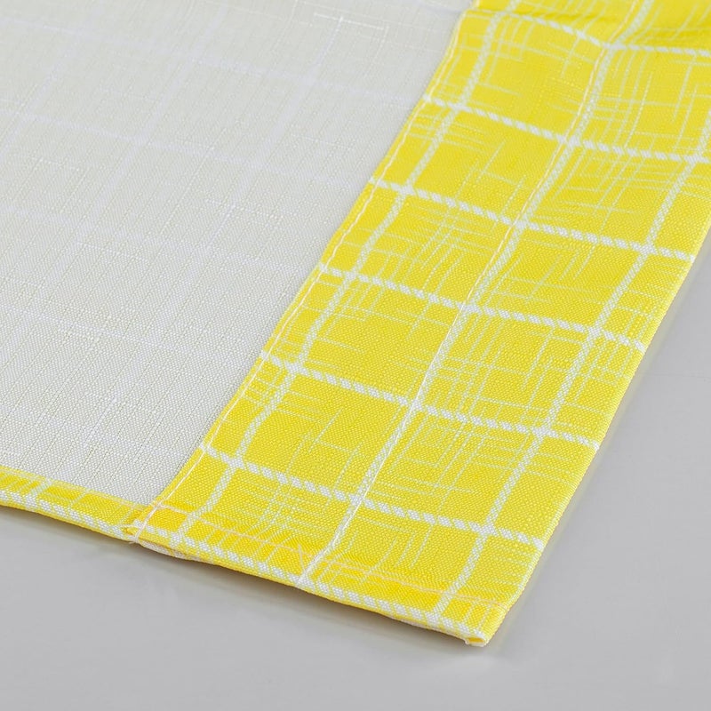 Decotex 3 Piece Live Love Laugh Gingham Check Plaid Kitchen Window Curtain Tiers and Valance Set (Yellow, 36" Tiers with 14" Valance) - Image 3